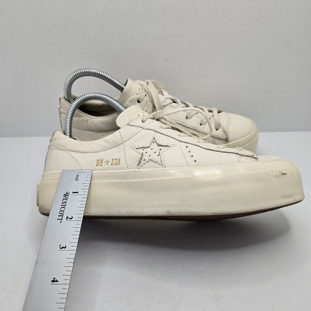 Converse | One Star cream monochrome leather platform sneakers | WMS 7.5 - Picture 5 of 13